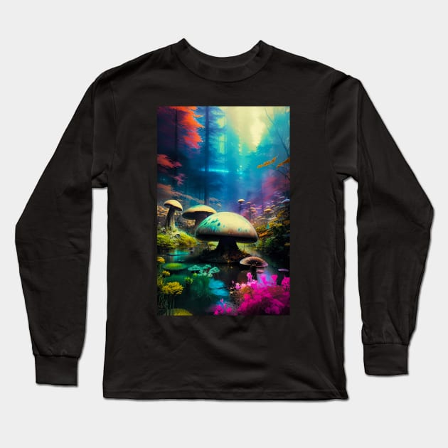 Abstract Another World Mushrooms Long Sleeve T-Shirt by Voodoo Production